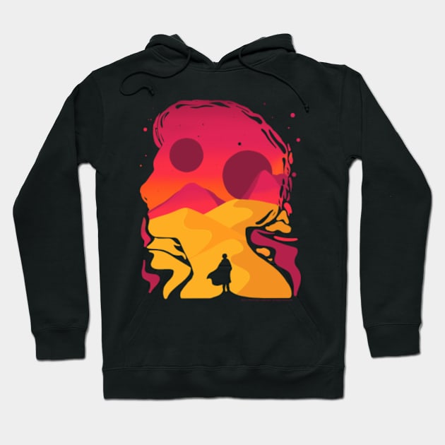 Paul Atreides on Arrakis, Double Exposure Minimalist Illustration Hoodie by Dream Artworks